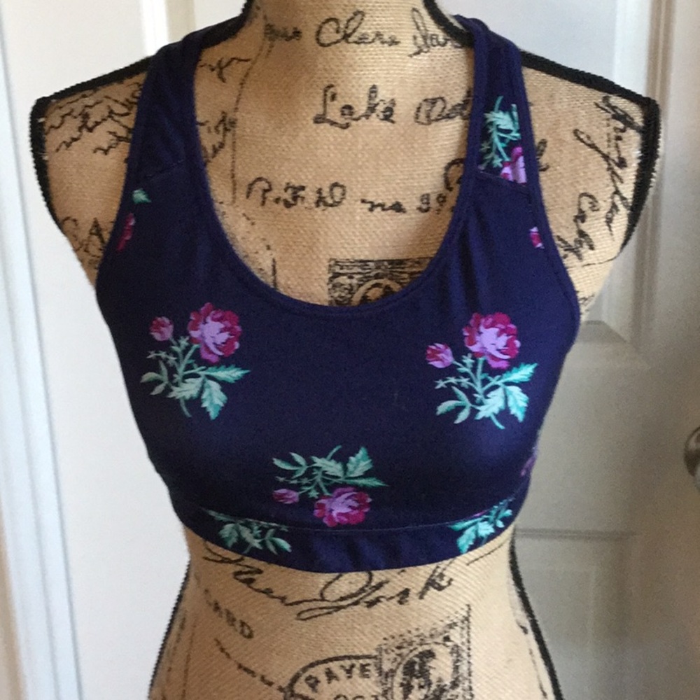 OLD NAVY Active go-dry navy floral sports bra~Med